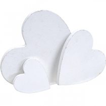 Drewniana dekoracja serca rozproszone serca ślubne białe 3/5/7cm 50p
