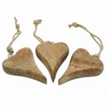 Drewniana zawieszka serce serce dekoracja drewniana do zawieszenia 10cm 3szt