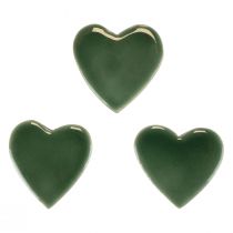 Produkt Serca drewniane serca dekoracyjne zielone drewno połysk 4,5cm 8 szt