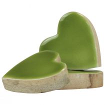 Produkt Serca drewniane serca dekoracyjne drewno jasnozielone połysk 4,5cm 8szt