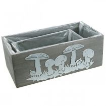 Produkt Zestaw drewnianych skrzynek na muchomory, dekoracja jesienna, dekoracja ogrodu, skrzynki na rośliny L40/30cm zestaw 2 szt.