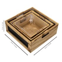 Produkt Drewniane pudełko z tablicą i wkładką, zestaw 3 rozmiarów, 30 cm