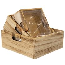 Produkt Drewniane pudełko z tablicą i wkładką, zestaw 3 rozmiarów, 30 cm