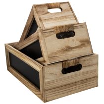 Produkt Drewniane pudełko z tabliczką do opisywania, zestaw 3 szt., 36 cm