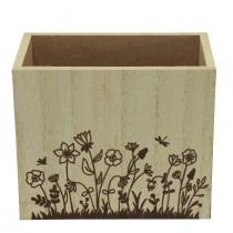 Drewniane pudełko z uchwytem na długopisy, organizer na biurko naturalny 14×8×12cm