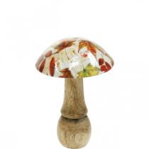 Drewniany grzyb dekoracja jesień liście biały, kolorowy grzyb dekoracja stołu Ø10cm H15cm