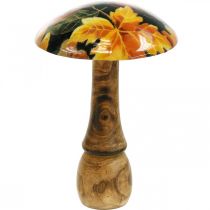 Drewniany grzyb Deco Kolorowe Liście Jesień Dekoracja czarna, kolorowa Ø13cm H19cm