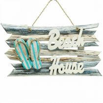 Drewniany napis „Dom na plaży” morska dekoracja wisząca 46×5×27cm