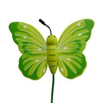 Motyle drewniane na patyku 3-kolorowe różne 8cm 24szt.