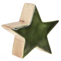 Produkt Drewniana gwiazda zielona gwiazda naturalna dekoracja stołu z drewna mango Ø10cm 3 szt
