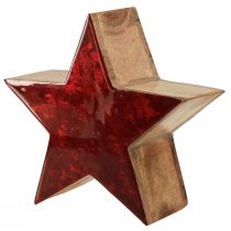 Produkt Drewniana gwiazda naturalna czerwona dekoracja w kształcie gwiazdy wykonana z drewna mango Ø24x10cm