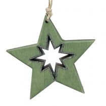 Produkt Gwiazda drewniana z motywami zielona 11cm 6szt.
