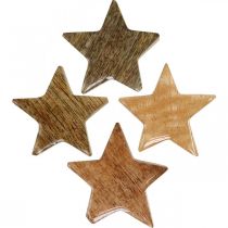 Produkt Drewniane gwiazdki ozdobne rozproszone gwiazdka bożonarodzeniowa natura lśnią wys. 5 cm 12 sztuk