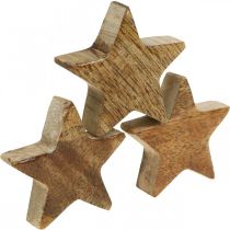 Produkt Drewniane gwiazdki ozdobne rozproszone gwiazdka bożonarodzeniowa natura lśnią wys. 5 cm 12 sztuk