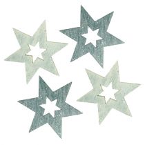 Gwiazdy drewniane 4cm szare z brokatem 72szt.
