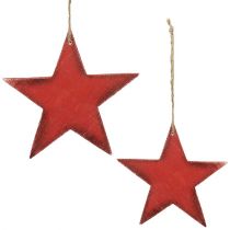 Produkt Gwiazdy drewniane do powieszenia 16,5cm/20cm czerwone 6szt