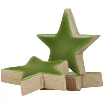 Produkt Gwiazdki drewniane Ozdoby świąteczne dekoracje rozproszone błyszczące jasnozielone Ø5cm 8szt