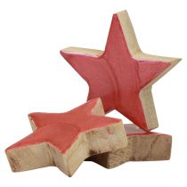 Produkt Drewniana dekoracja gwiazdek Ozdoba świąteczna gwiazdki różowy połysk Ø5cm 8szt