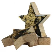 Produkt Gwiazdki drewniane Świąteczne czarne złoto połysk Ø5cm 8 szt