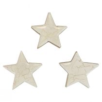 Gwiazdy drewniane gwiazdki dekoracyjne białe złoto crackle drewno Ø5cm 8szt