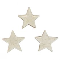 Produkt Gwiazdki drewniane gwiazdki dekoracyjne białe złoto crackle drewno Ø5cm 8 szt