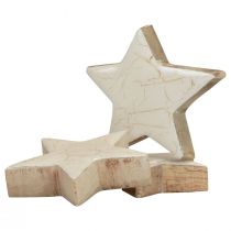 Gwiazdy drewniane gwiazdki dekoracyjne białe złoto crackle drewno Ø5cm 8szt