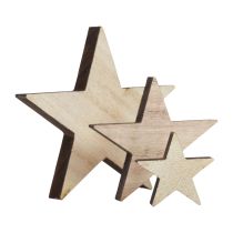 Produkt Drewniane gwiazdki dekoracja rozproszona dekoracja świąteczna naturalna 3/5/7cm 29szt