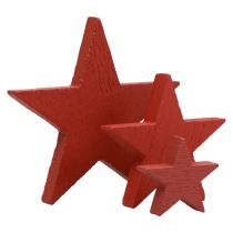 Produkt Drewniane gwiazdki dekoracyjne dekoracje świąteczne czerwone 3/5/7cm 29szt