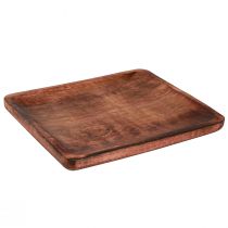 Produkt Taca drewniana ozdobna taca prostokątna ciemnobrązowa szkliwiona 30×25cm