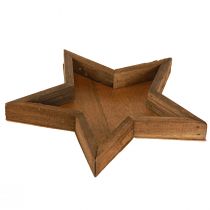 Produkt Drewniana taca dekoracyjna gwiazda w kolorze brązowym Ø38/29/22cm zestaw 3 sztuk