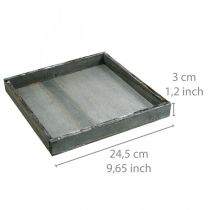 Produkt Taca drewniana kwadratowa szara, biała dekoracja stołu shabby chic 24,5×24,5cm 2szt