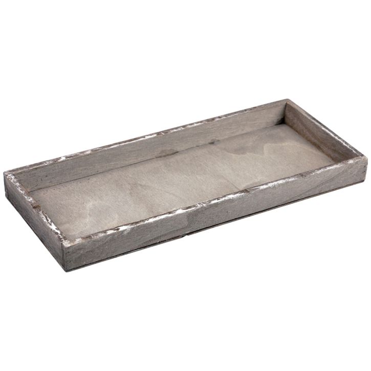 Taca drewniana vintage kwadratowa taca dekoracyjna drewno szara 35×15×3cm