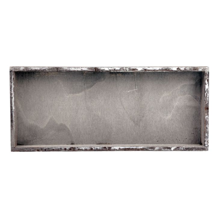 Taca drewniana vintage kwadratowa taca dekoracyjna drewno szara 35×15×3cm