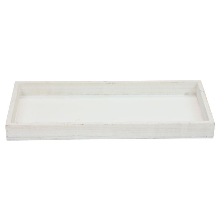 Taca drewniana biała taca dekoracyjna shabby chic z drewna 35×15×3cm
