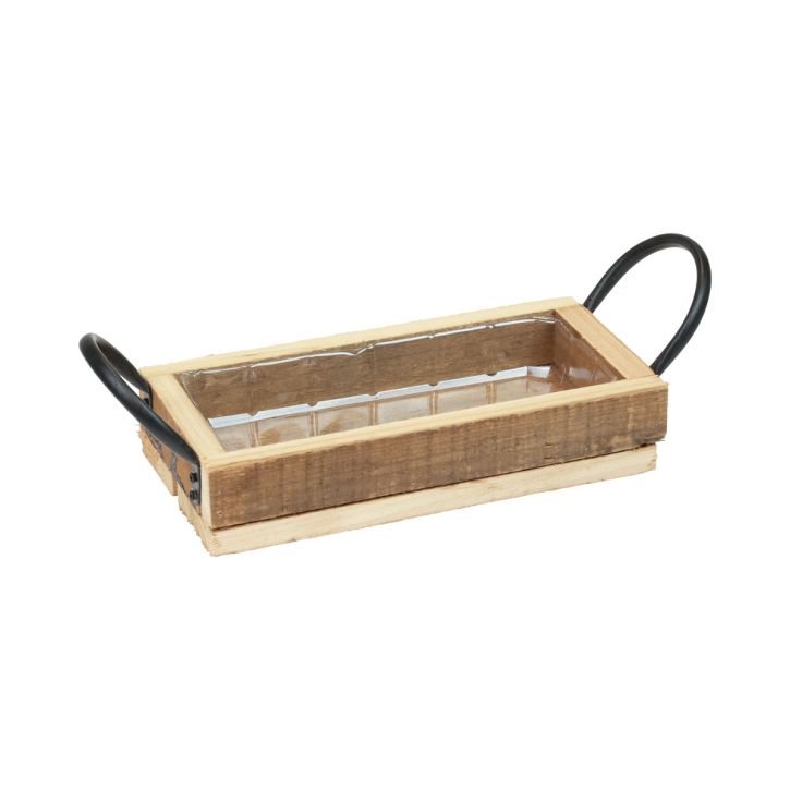 Taca drewniana z uchwytami Taca ozdobna naturalna czarna 25×12,5×5cm