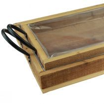 Produkt Drewniana taca rustykalna taca z uchwytami drewnianymi 40/35 cm, zestaw 2 szt