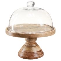 Produkt Drewniany talerz ze szklaną kopułą dekoracyjną kopułą serową Ø27cm W31cm