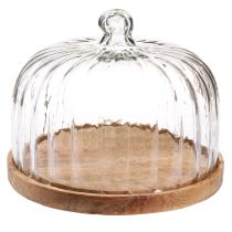 Produkt Drewniany talerz z dekoracyjną kopułą serową z drewna Ø29cm W22cm
