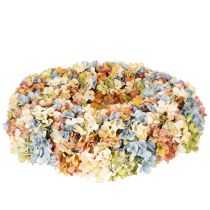 Produkt Wieniec z hortensji sztucznej, kolorowy, na drzwi i ścianę, 55 cm