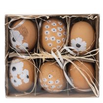 Produkt Ozdoba wisząca w kształcie jajka wielkanocnego, wiosna, Wielkanoc, prawdziwe kurze jaja, naturalne, 6 cm, 6 sztuk