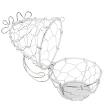Produkt Druciany koszyczek w kształcie kurczaczka na pisanki. Uroczy dodatek do wielkanocnych dekoracji. 14 cm