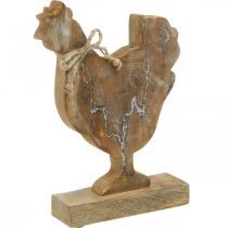 Produkt Drewniany kurczak, dekoracja wiosenna, figura wielkanocna naturalna, myta na biało wys.26cm