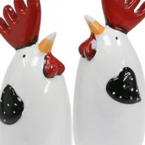 Produkt Ceramiczny Kurczak Czerwony Biały Kogut Dekoracja Stołu 7×6×15cm 2 szt