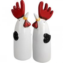 Ceramiczny Kogut Dekoracja Kuchni Kurczak Biały H23cm 2szt
