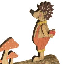 Produkt Jeż z grzybami figurka jesienna drewniana jeż żółto/pomarańczowa wys. 11cm zestaw 6 szt.