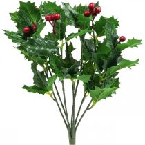 Świąteczna gałązka ostrokrzewu Ilex sztuczne jagody 37cm