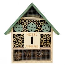 Produkt Hotel dla owadów Drewniany domek dla owadów Zielony Naturalny 26,5x9x31cm