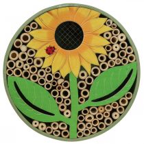 Insect Hotel Okrągły Drewniany Domek dla Owadów Zielony Słonecznik Ø25cm