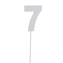Cyfra jubileuszowa "7" na patyku biała L27cm 10szt.