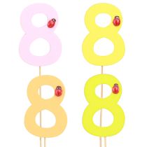 Produkt Numer rocznicowy &quot;8&quot; kolorowy zatyczka numeryczna drewniana 7,5cm 16 sztuk